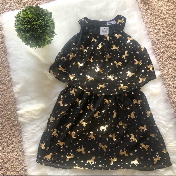 Epic Threads gold foil big girl unicorn dress med special event Easter holiday - Picture 2 of 8